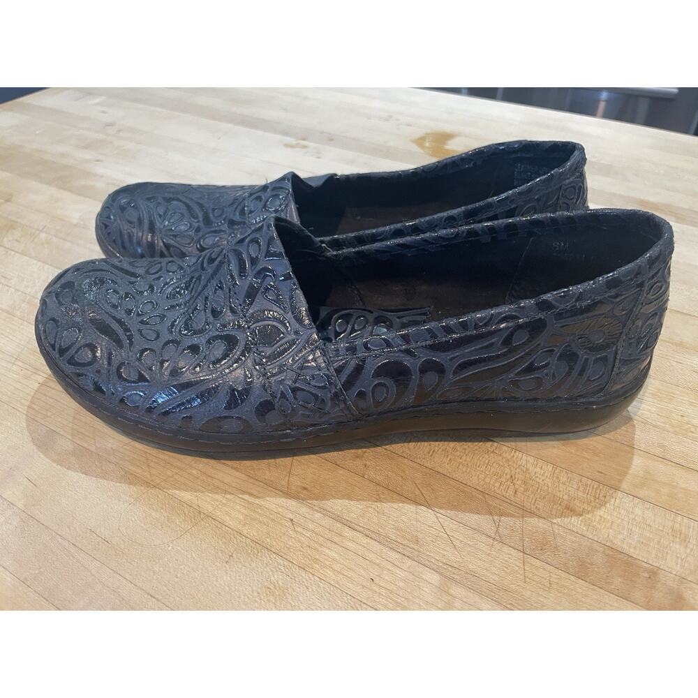 BOC Peggy Paisley Blue Nursing Clogs Women’s 8M Leather Comfort Slip On Shoes